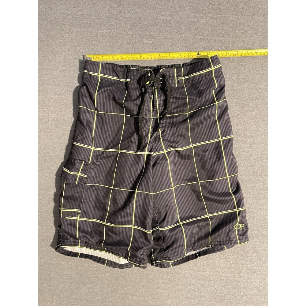 Ocean Pacific OP Ocean Pacific Swim Trunks Mens Small‎ Black Neon Board Shorts